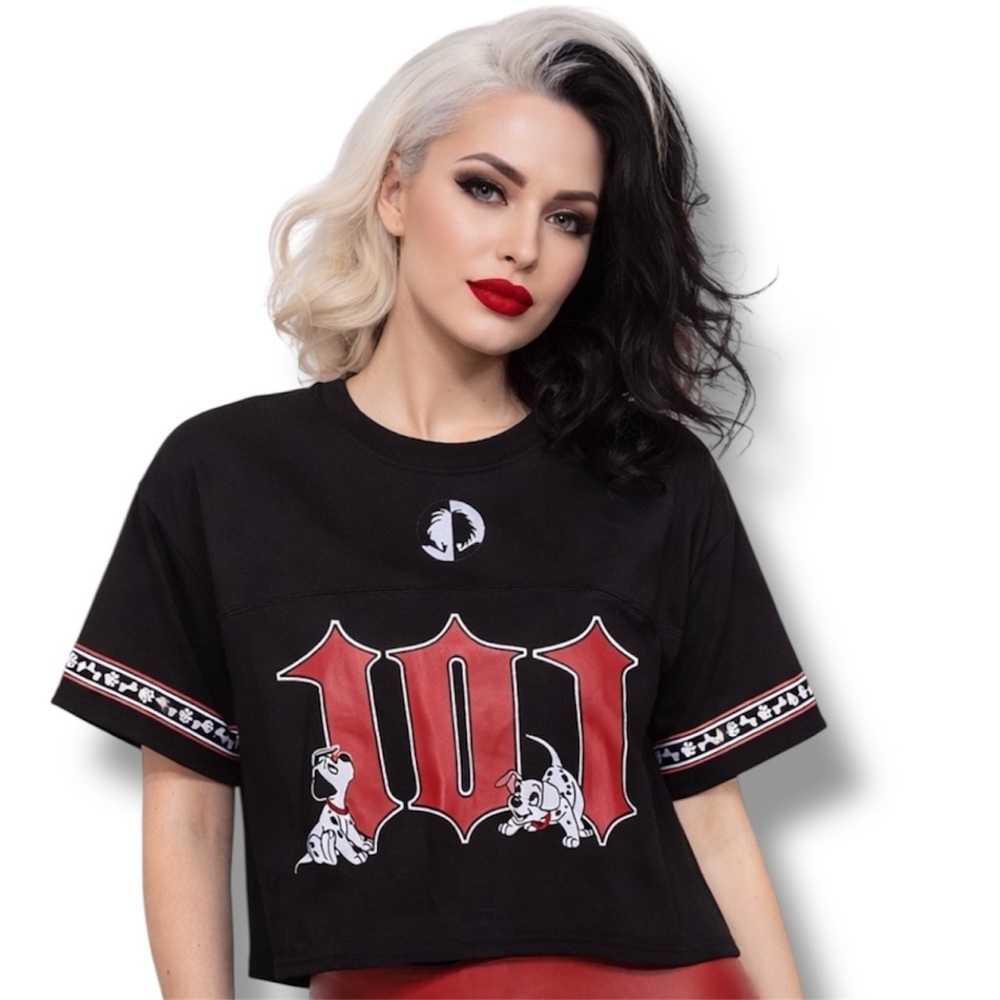 Disney 101 Dalmatians Cruella De Vil Women's Cropped Football Jersey